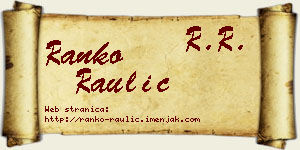 Ranko Raulić vizit kartica